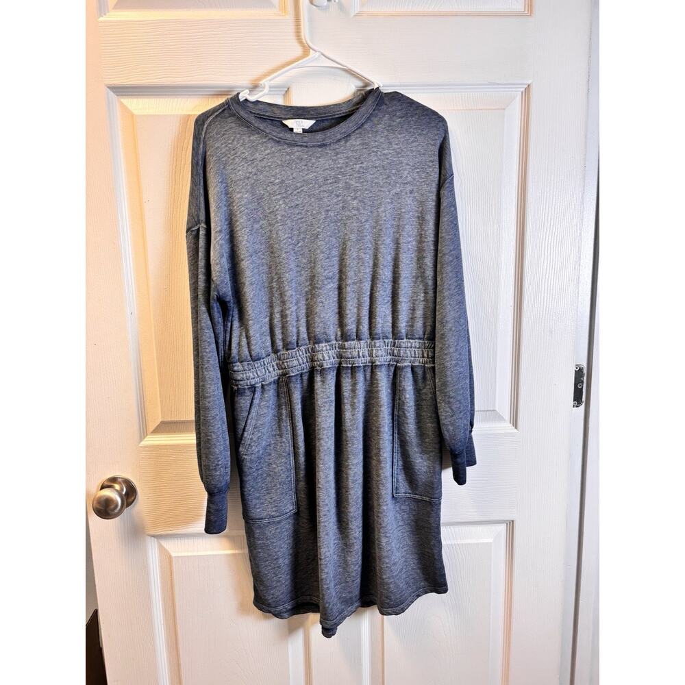 Time and Tru Sweatshirt Dress Women's L 12-14 Cinched Waist Pockets